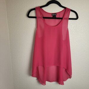 Wet Seal Pink Sheer Hi Lo Sleeveless Top Women's Size Medium